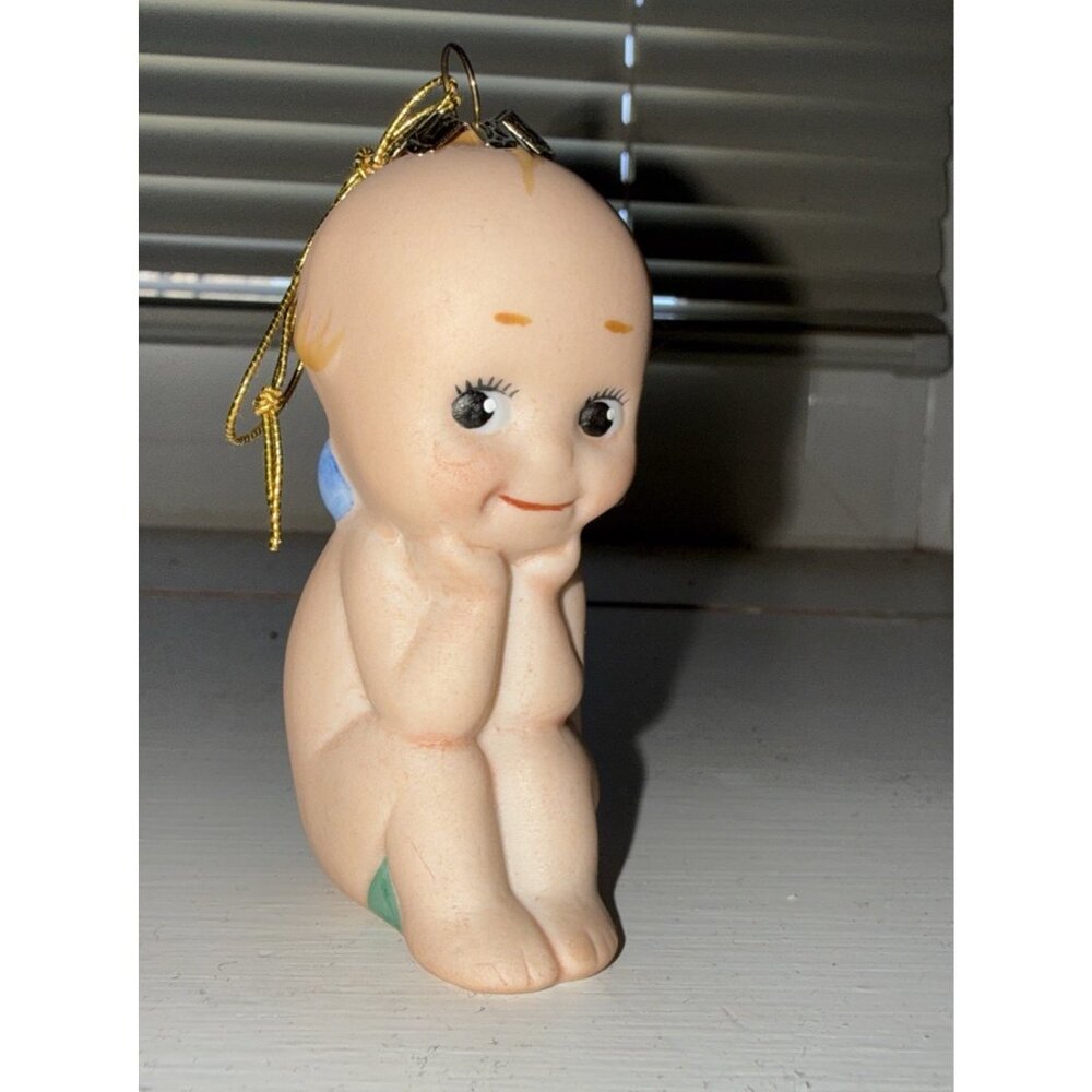Vintage Kewpie Doll 3” Ceramic Made in Japan Blue Eyes Rose O'Neill